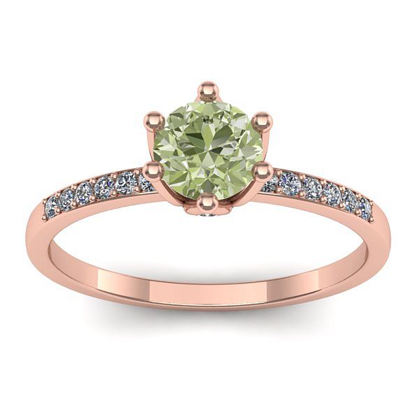 Inel de logodna cu diamant de laborator verde rotund