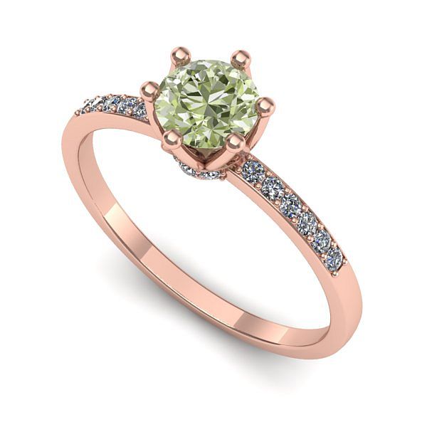 Inel din aur roz cu diamant de laborator verde