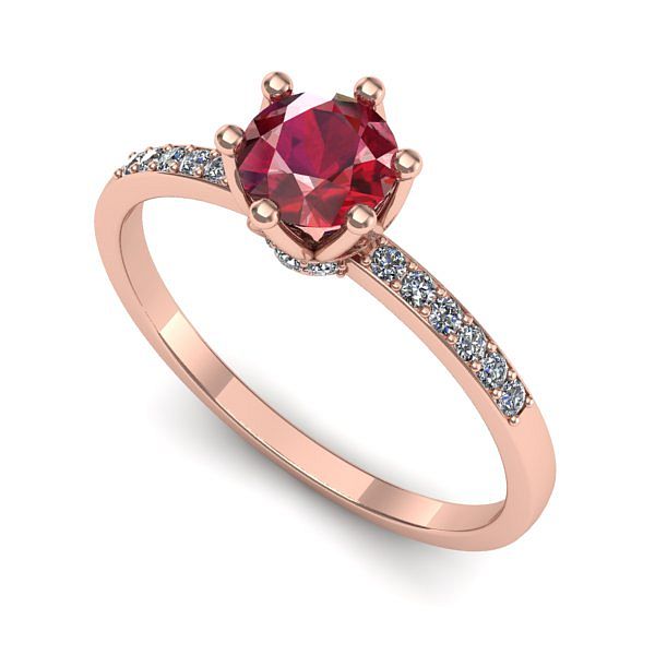 Inel de logodna din aur roz cu rubin
