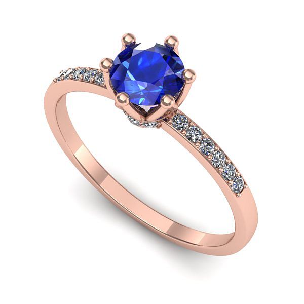 Inel logodna din aur roz cu safir