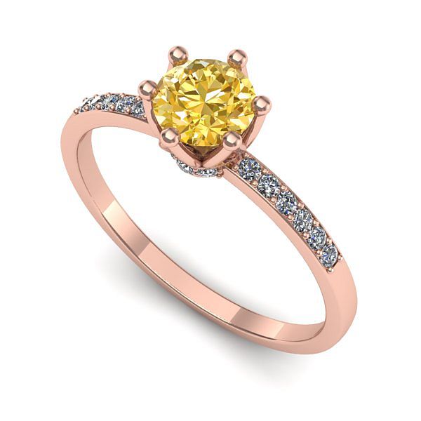 Inel din aur roz cu safir galben