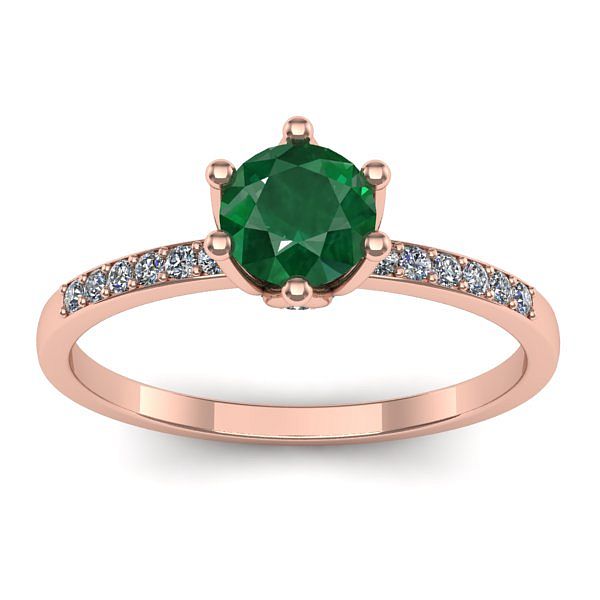 Inel logodna cu smarald rotund