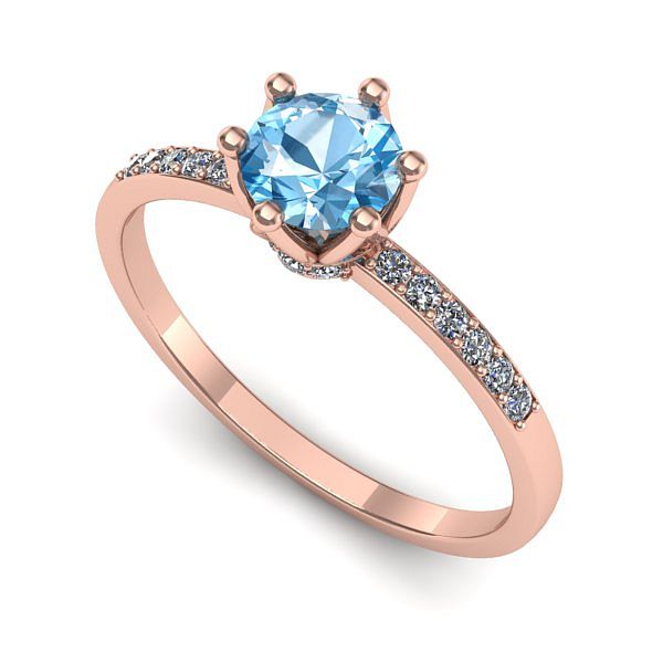 Inel de logodna din aur roz cu topaz blue