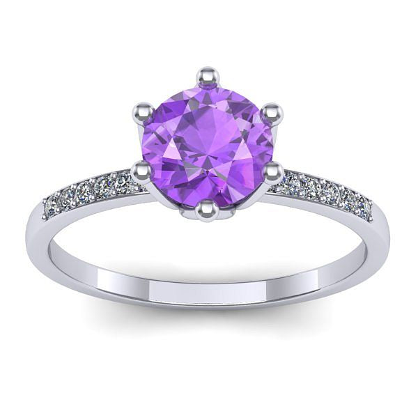 Inel logodna cu ametist rotund