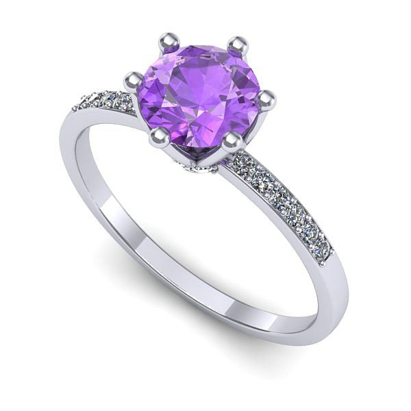 Inel logodna din aur alb cu ametist