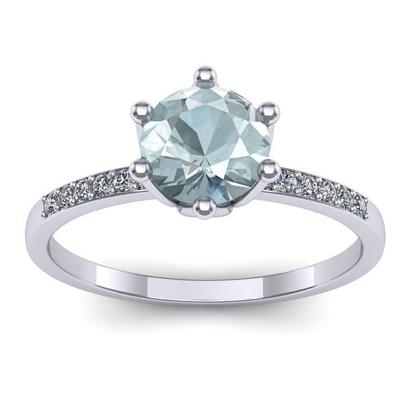 Inel de logodna cu aquamarin rotund