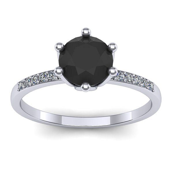 Inel logodna cu diamant negru rotund