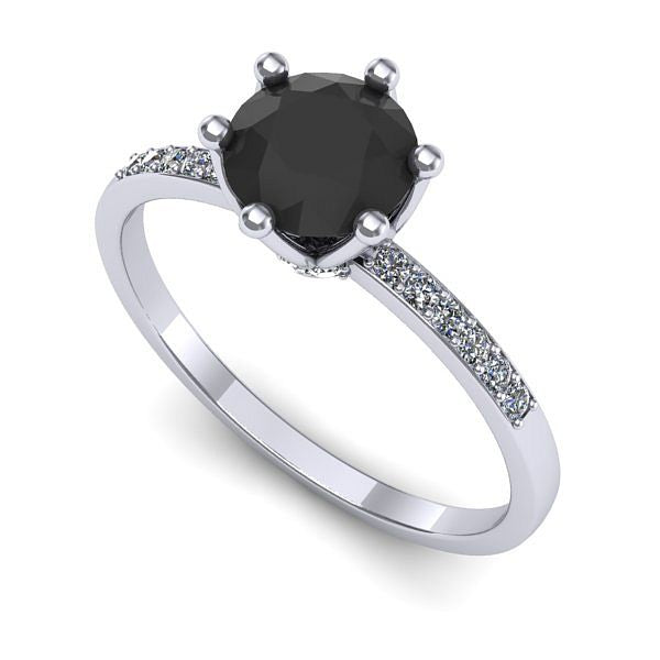 Inel logodna din aur alb cu diamant negru