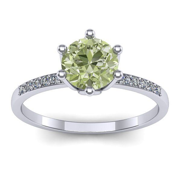 Inel cu diamant de laborator verde rotund