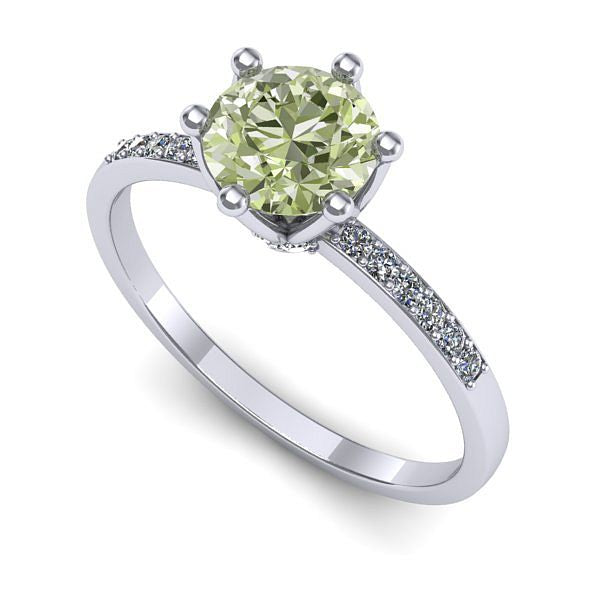 Inel de logodna din aur alb cu diamant de laborator verde