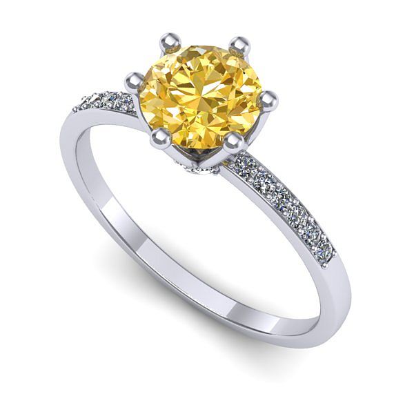 Inel logodna din aur alb cu safir galben