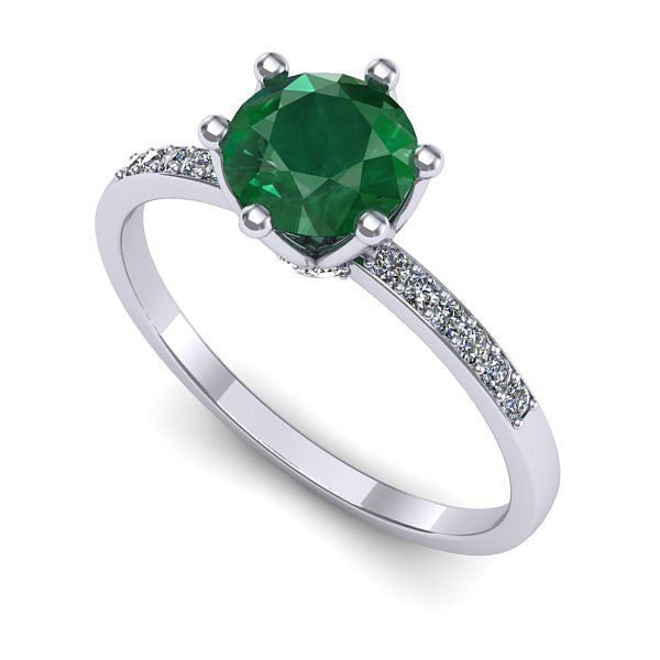 Inel de logodna din aur alb cu smarald