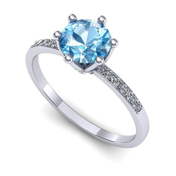 Inel de logodna din aur alb cu topaz blue