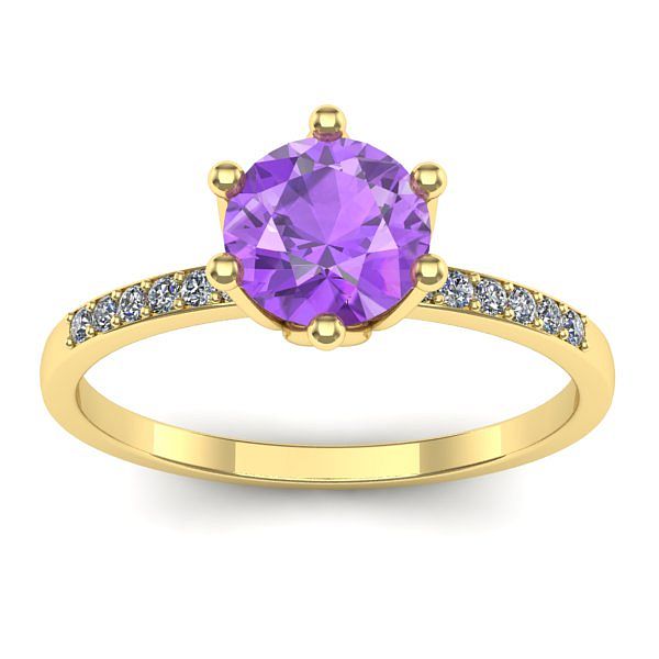 Inel de logodna cu ametist rotund