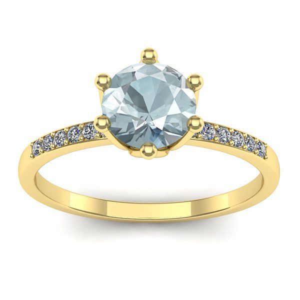 Inel cu aquamarin rotund