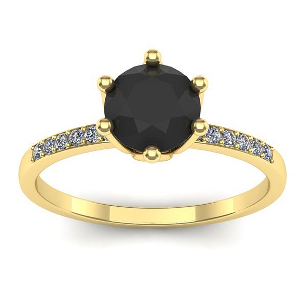 Inel de logodna cu diamant negru rotund