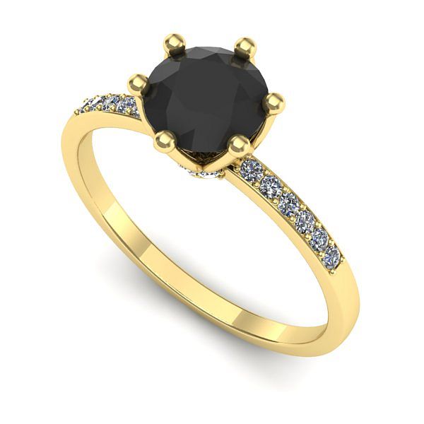 Inel logodna din aur galben cu diamant negru
