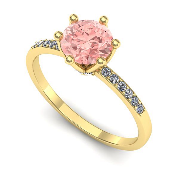 Inel din aur galben cu diamant de laborator roz