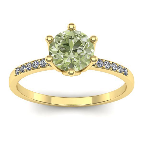 Inel cu diamant de laborator verde rotund