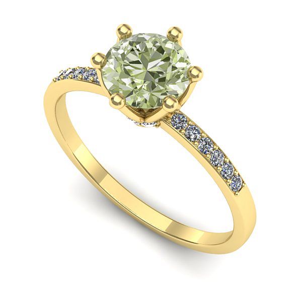Inel de logodna din aur galben cu diamant de laborator verde