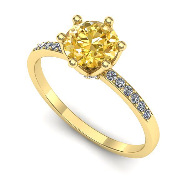 Inel logodna din aur galben cu safir galben