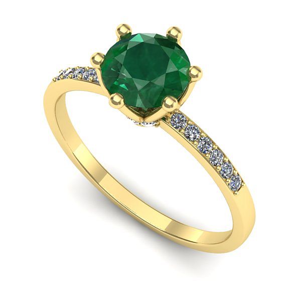 Inel logodna din aur galben cu smarald