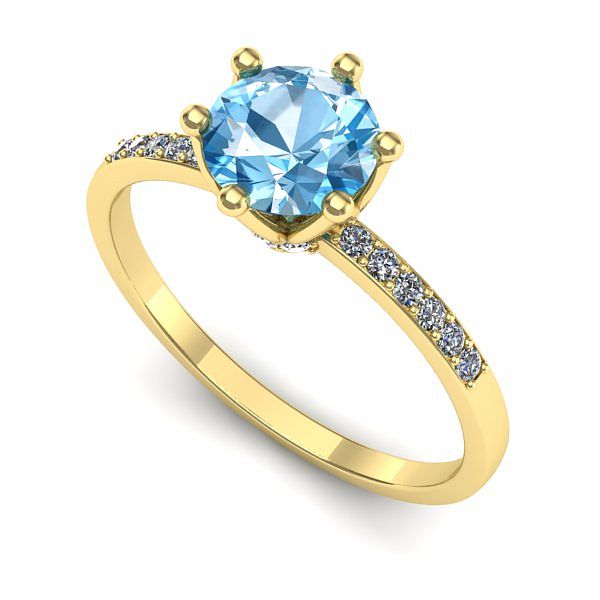 Inel de logodna din aur galben cu topaz blue
