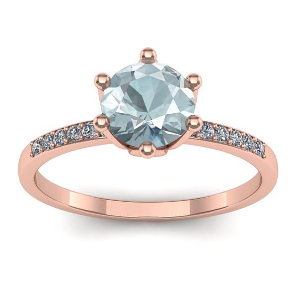 Inel logodna cu aquamarin rotund