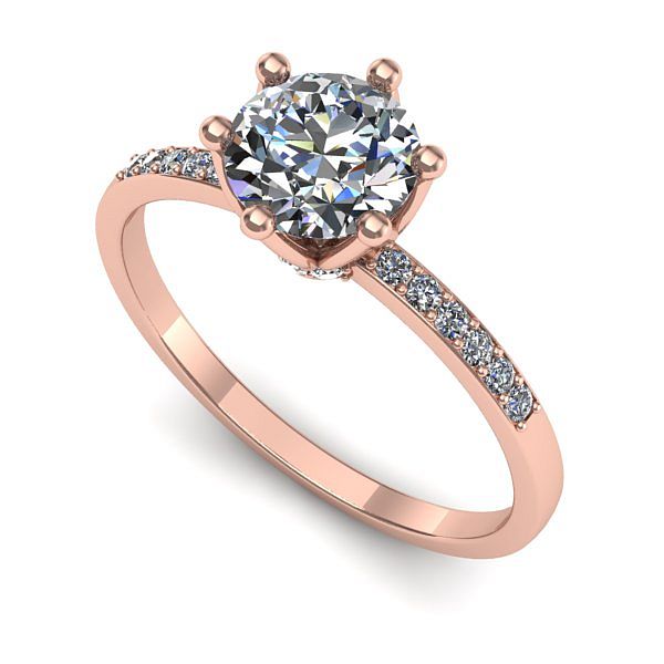 Inel logodna din aur roz cu diamant de laborator