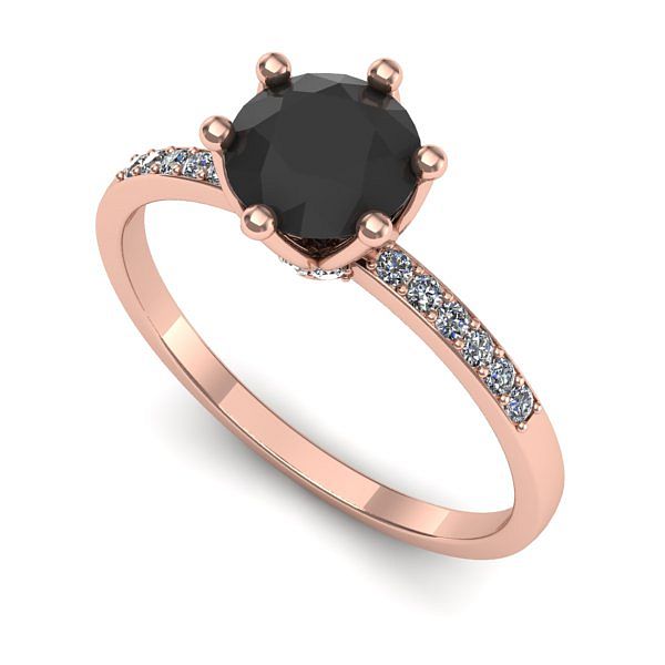 Inel logodna din aur roz cu diamant negru