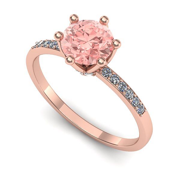 Inel de logodna din aur roz cu diamant de laborator roz