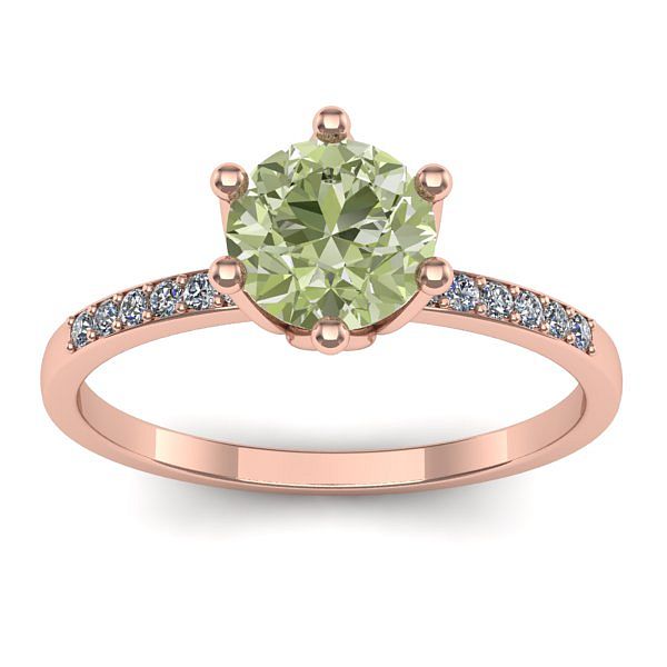 Inel cu diamant de laborator verde rotund
