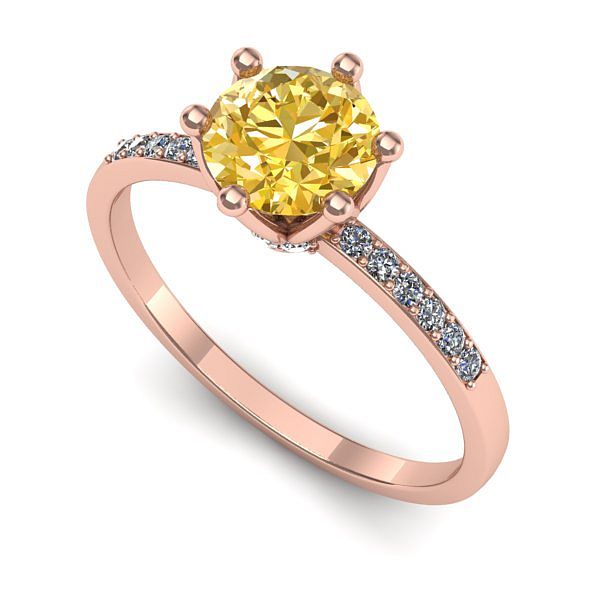 Inel logodna din aur roz cu safir galben