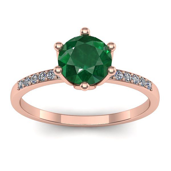 Inel logodna cu smarald rotund
