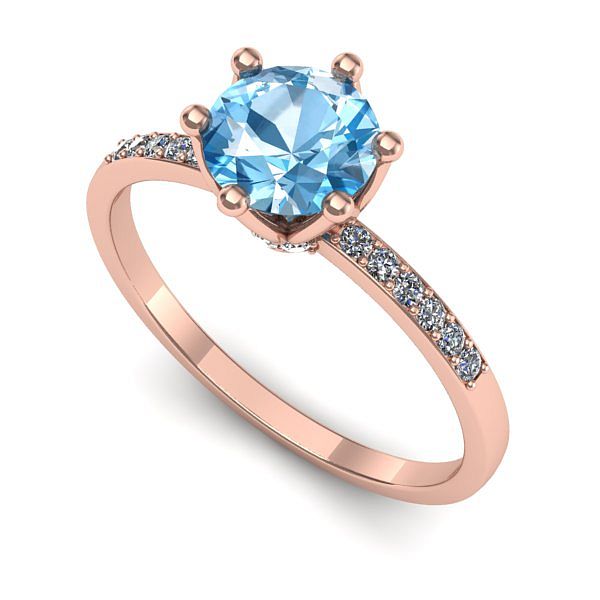 Inel din aur roz cu topaz blue