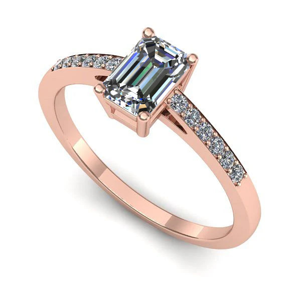 Inel logodna din aur roz cu diamant de laborator