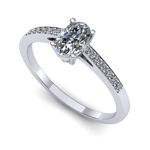 Inel de logodna din aur alb cu diamant de laborator