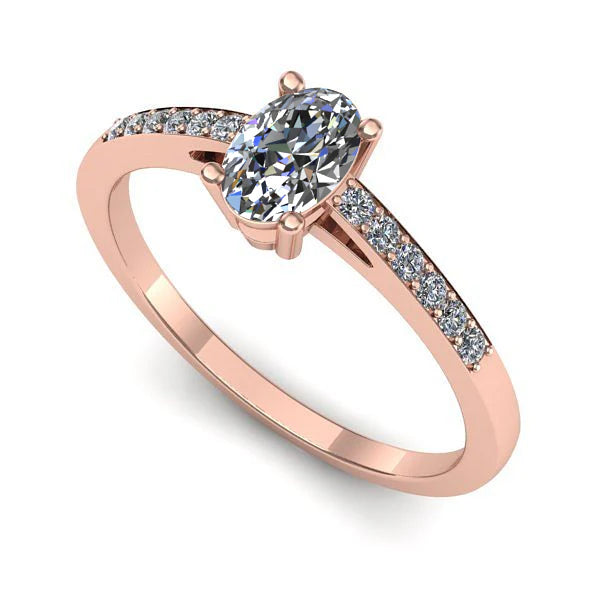 Inel din aur roz cu diamant de laborator