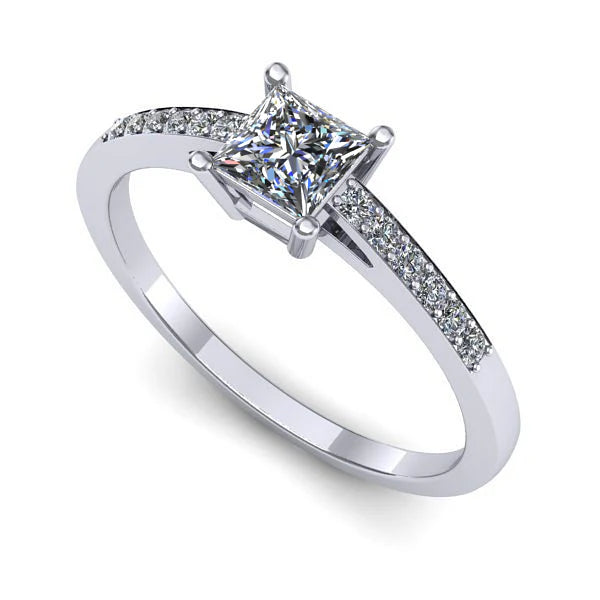 Inel logodna din aur alb cu diamant de laborator