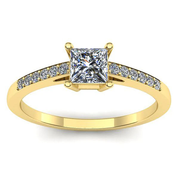 Inel cu diamant de laborator patrat