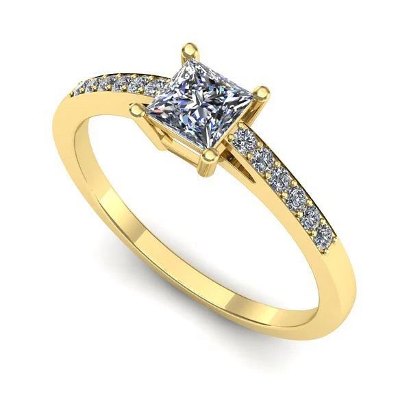 Inel din aur galben cu diamant de laborator