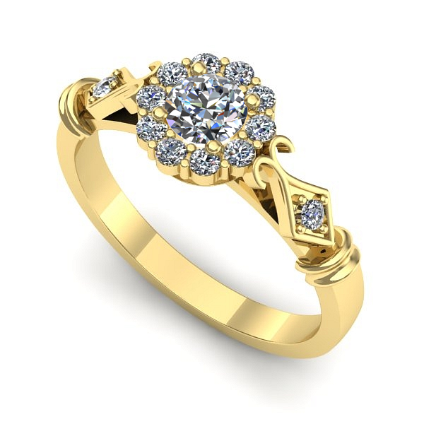 Inel logodna din aur galben cu diamant de laborator