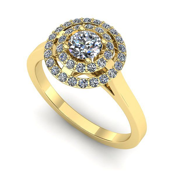 Inel din aur galben cu diamant de laborator