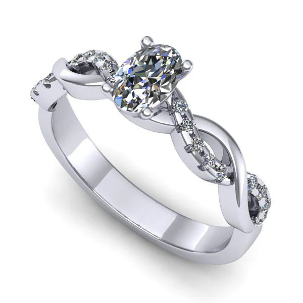 Inel de logodna din aur alb cu diamant de laborator