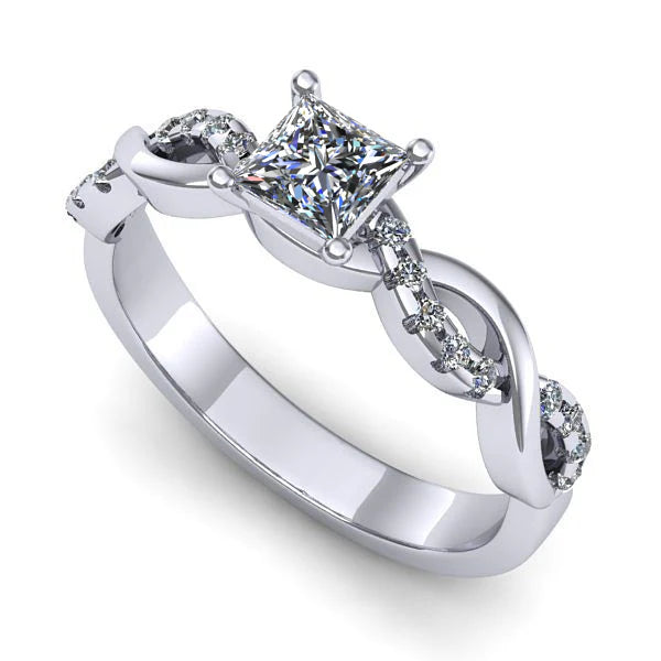 Inel din aur alb cu diamant de laborator