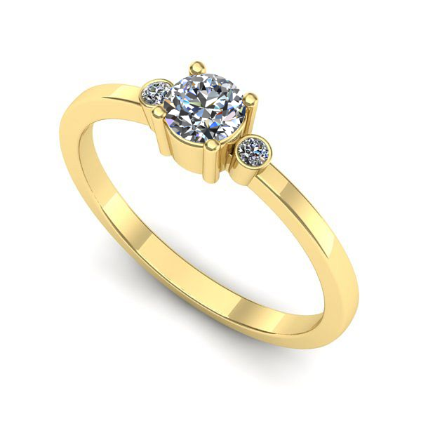 Inel din aur galben cu diamant de laborator