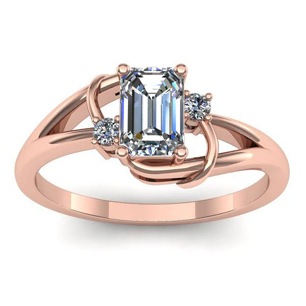 Inel logodna cu diamant de laborator dreptunghiular