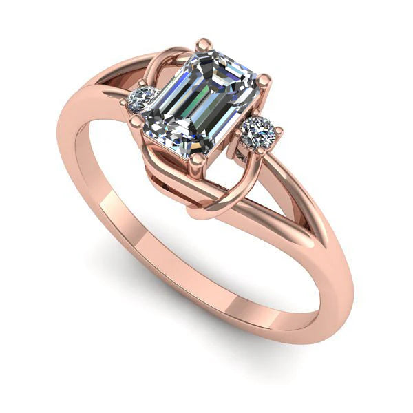 Inel logodna din aur roz cu diamant de laborator