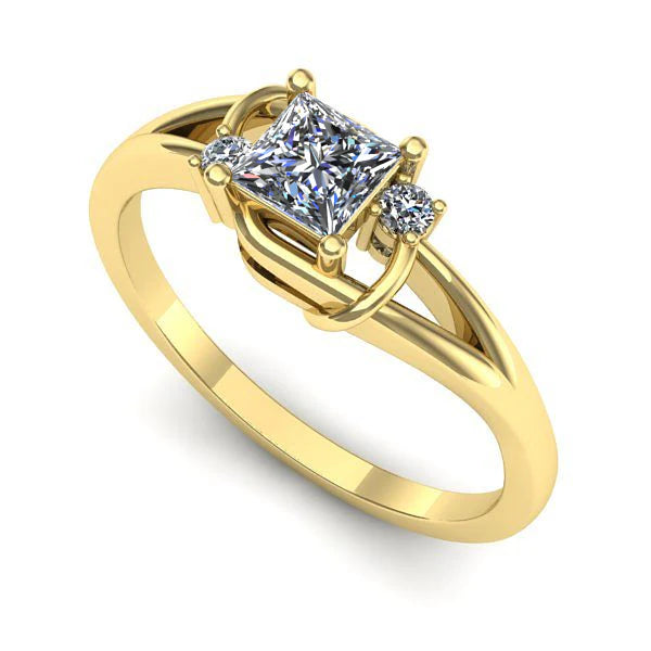 Inel din aur galben cu diamant de laborator