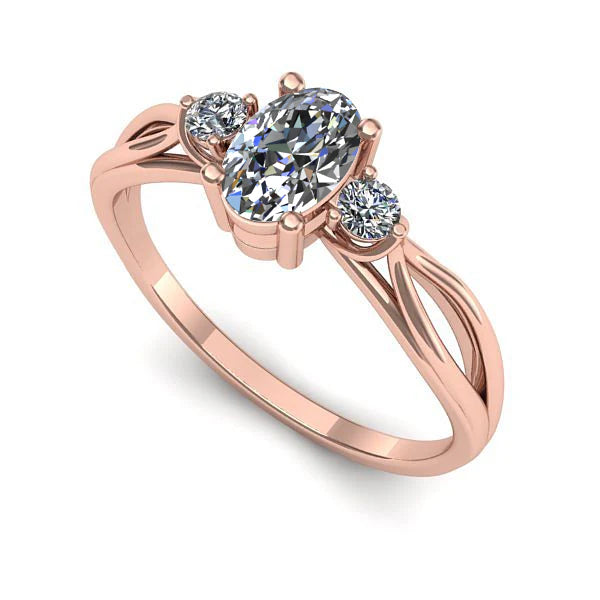 Inel din aur roz cu diamant de laborator